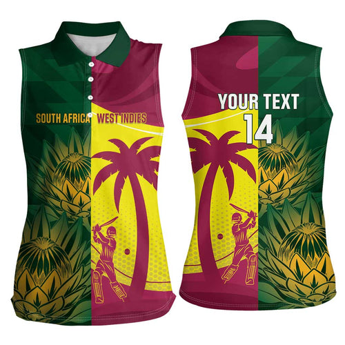 South Africa West Indies Cricket Custom Women Sleeveless Polo Shirt Proteas Windies Together - Aussie Hoodie