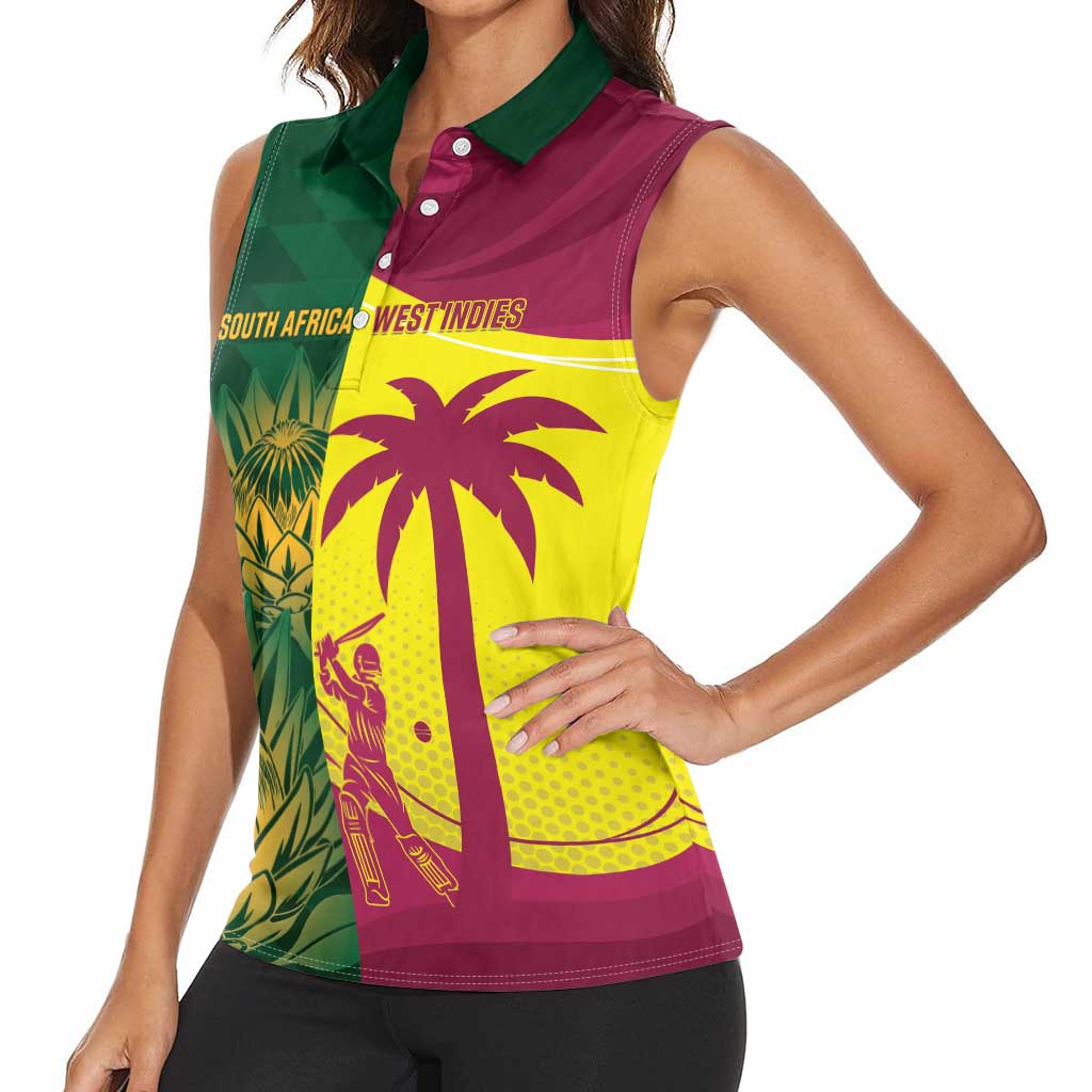 South Africa West Indies Cricket Custom Women Sleeveless Polo Shirt Proteas Windies Together - Aussie Hoodie