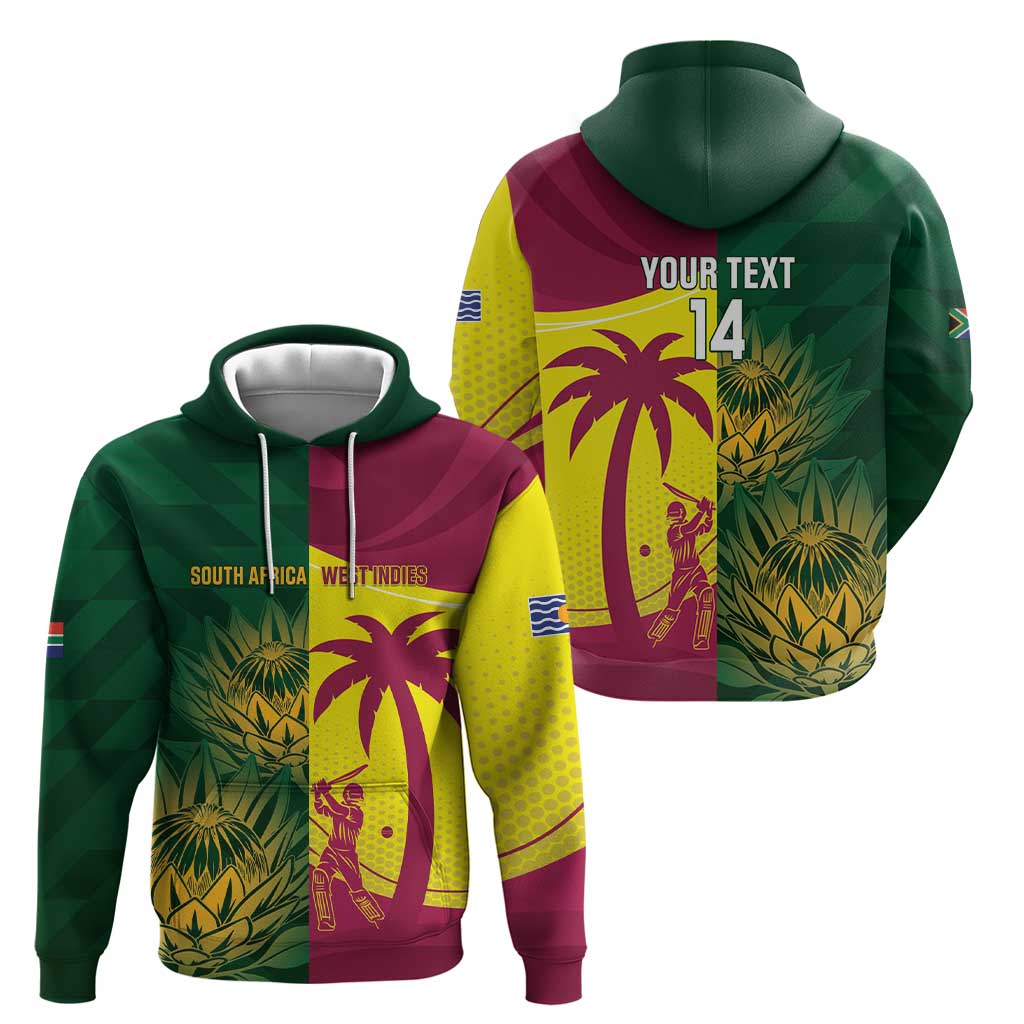South Africa West Indies Cricket Custom Zip Hoodie Proteas Windies Together - Aussie Hoodie