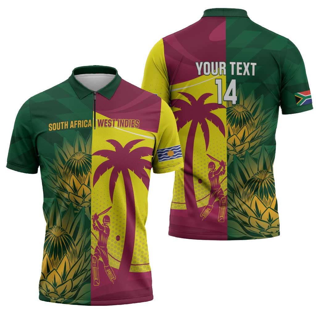 South Africa West Indies Cricket Custom Zipper Polo Shirt Proteas Windies Together - Aussie Hoodie