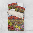 Australia Uluru Ayers Rock Bedding Set Native Animals Flowers Oil Paint Draw - Aussie Hoodie