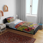 Australia Uluru Ayers Rock Bedding Set Native Animals Flowers Oil Paint Draw - Aussie Hoodie
