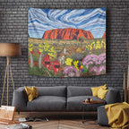 Australia Uluru Ayers Rock Tapestry Native Animals Flowers Oil Paint Draw - Aussie Hoodie