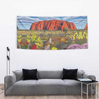 Australia Uluru Ayers Rock Tapestry Native Animals Flowers Oil Paint Draw - Aussie Hoodie