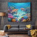 Australia Great Barrier Reef Tapestry Sea Turtle and Dugong Oil Paint Draw - Aussie Hoodie