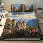 Australia Three Sisters Rock Bedding Set Aussie Landscape Oil Paint Draw - Aussie Hoodie