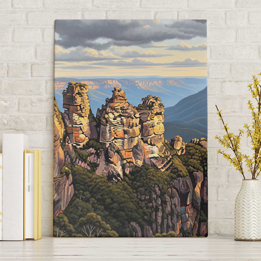 Australia Three Sisters Rock Canvas Wall Art Aussie Landscape Oil Paint Draw - Aussie Hoodie