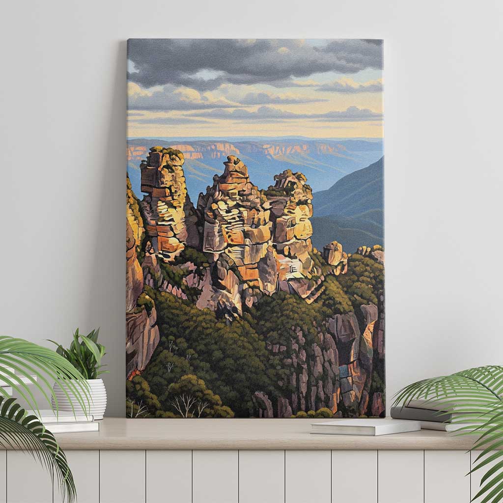Australia Three Sisters Rock Canvas Wall Art Aussie Landscape Oil Paint Draw - Aussie Hoodie