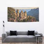 Australia Three Sisters Rock Tapestry Aussie Landscape Oil Paint Draw - Aussie Hoodie