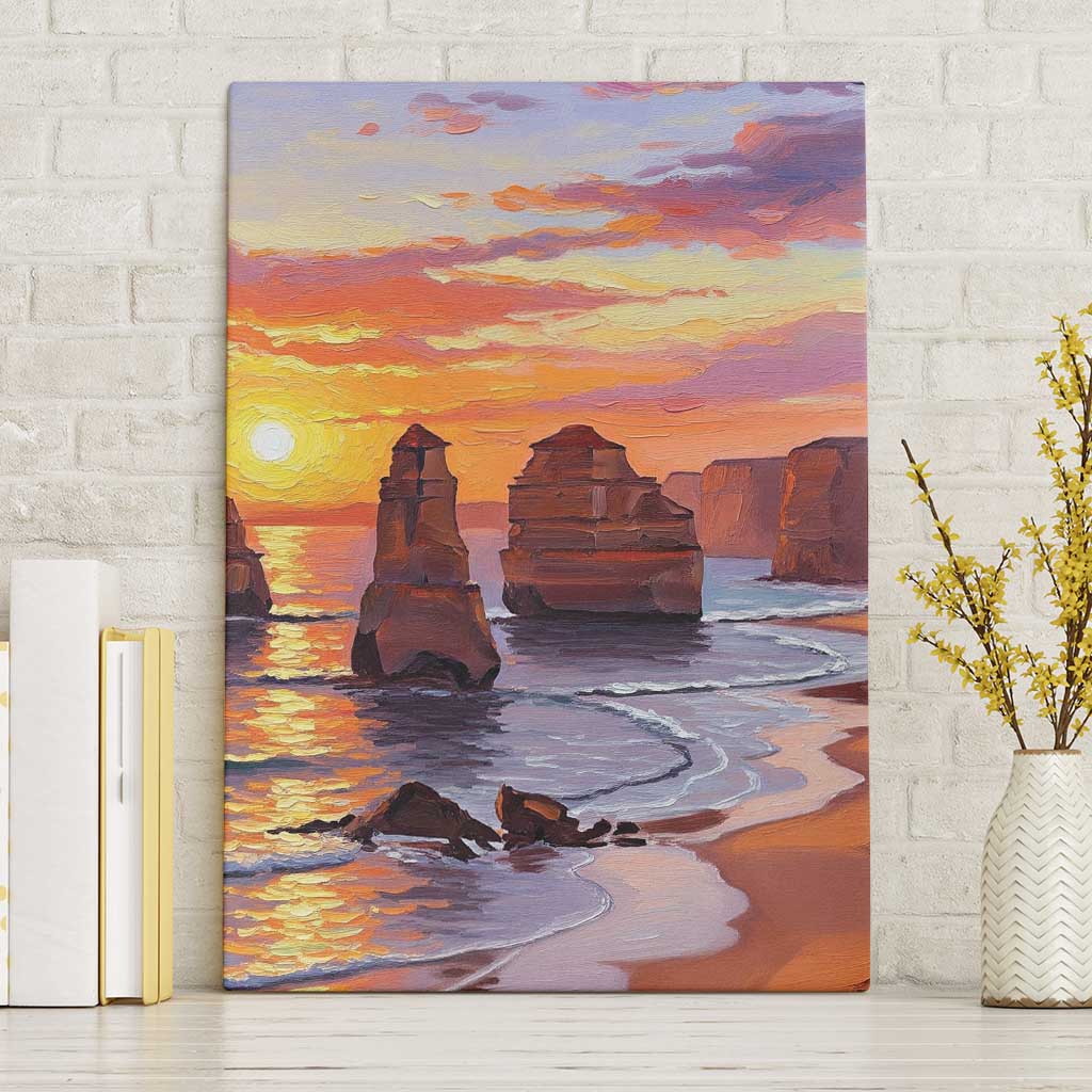 Australia Twelve Apostles Canvas Wall Art Sunset Oil Paint Draw - Aussie Hoodie