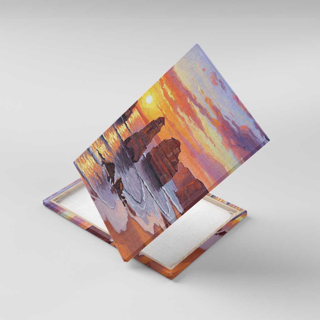 Australia Twelve Apostles Canvas Wall Art Sunset Oil Paint Draw - Aussie Hoodie