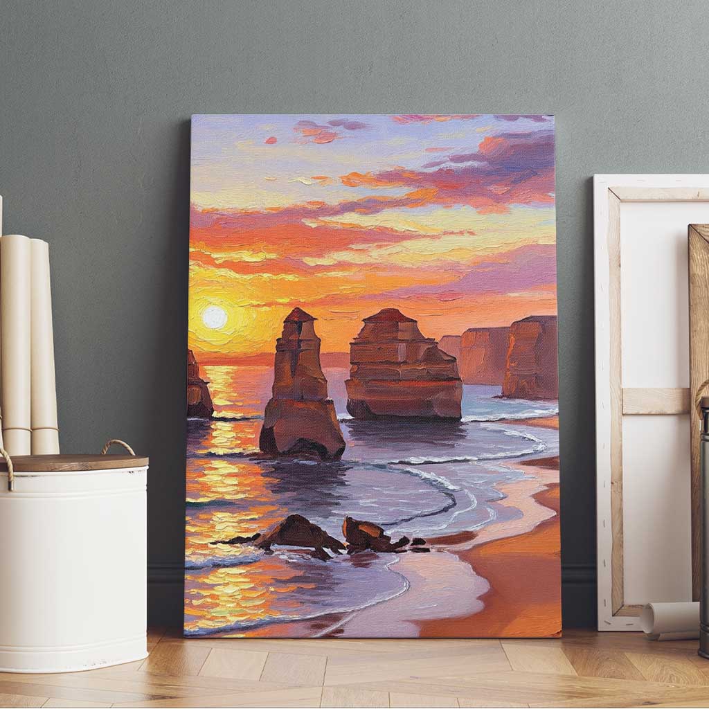 Australia Twelve Apostles Canvas Wall Art Sunset Oil Paint Draw - Aussie Hoodie