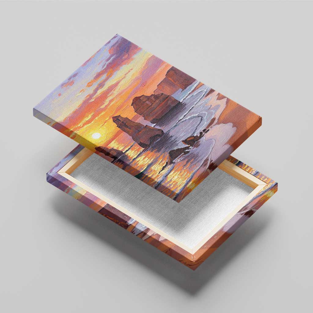Australia Twelve Apostles Canvas Wall Art Sunset Oil Paint Draw - Aussie Hoodie