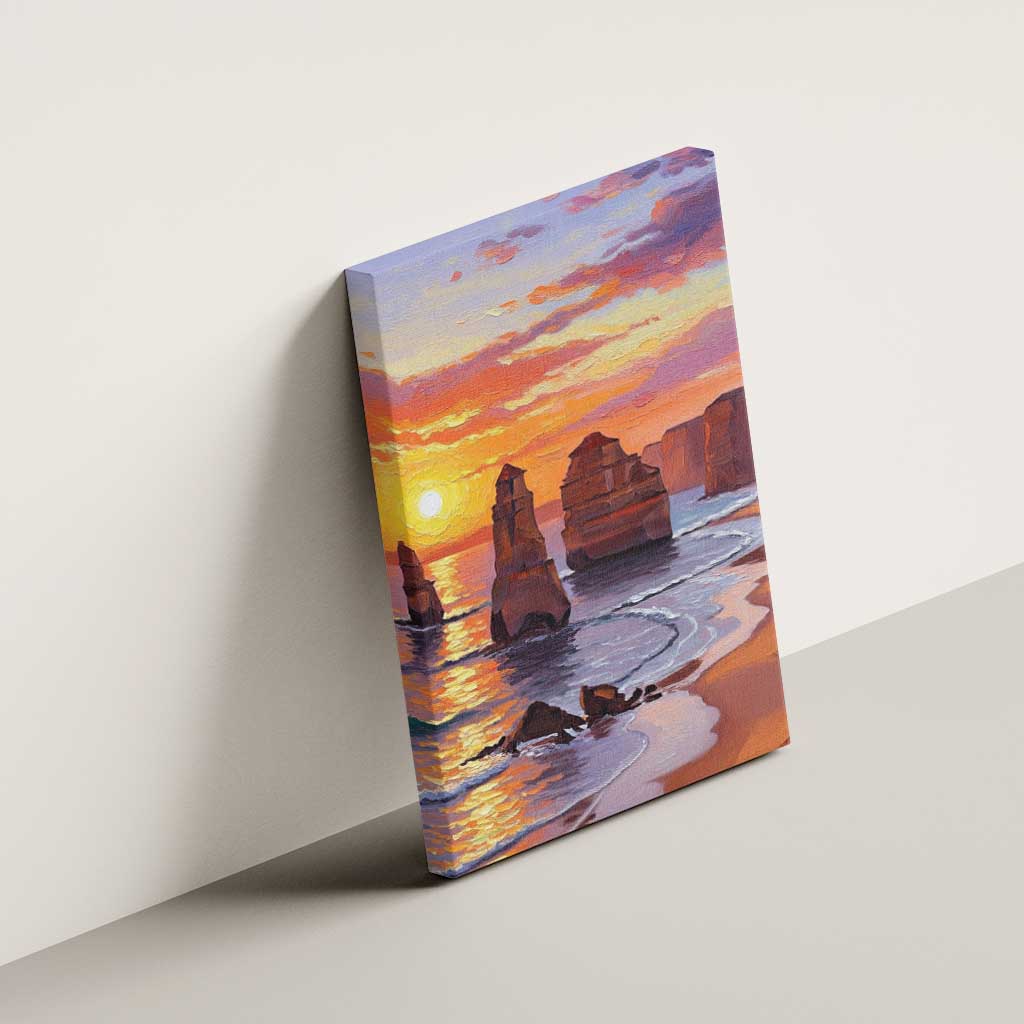 Australia Twelve Apostles Canvas Wall Art Sunset Oil Paint Draw - Aussie Hoodie