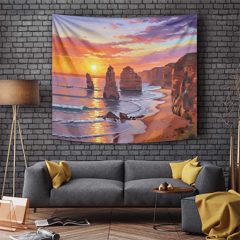 Australia Twelve Apostles Tapestry Sunset Oil Paint Draw - Aussie Hoodie