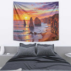 Australia Twelve Apostles Tapestry Sunset Oil Paint Draw - Aussie Hoodie