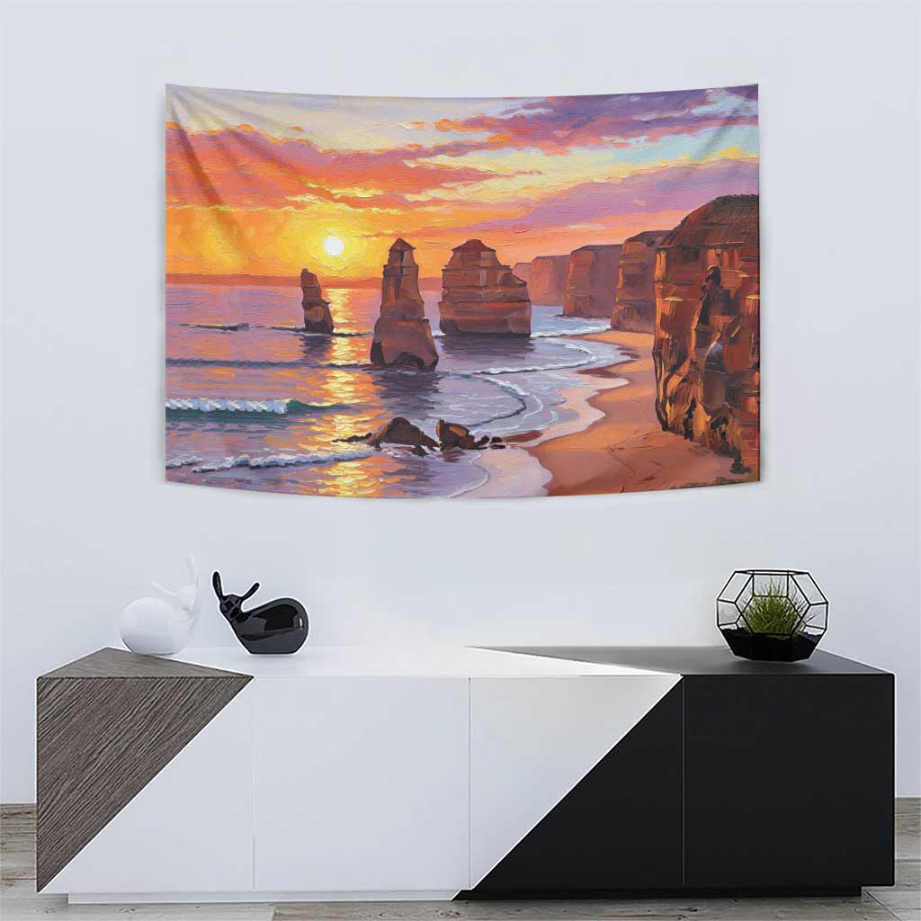 Australia Twelve Apostles Tapestry Sunset Oil Paint Draw - Aussie Hoodie