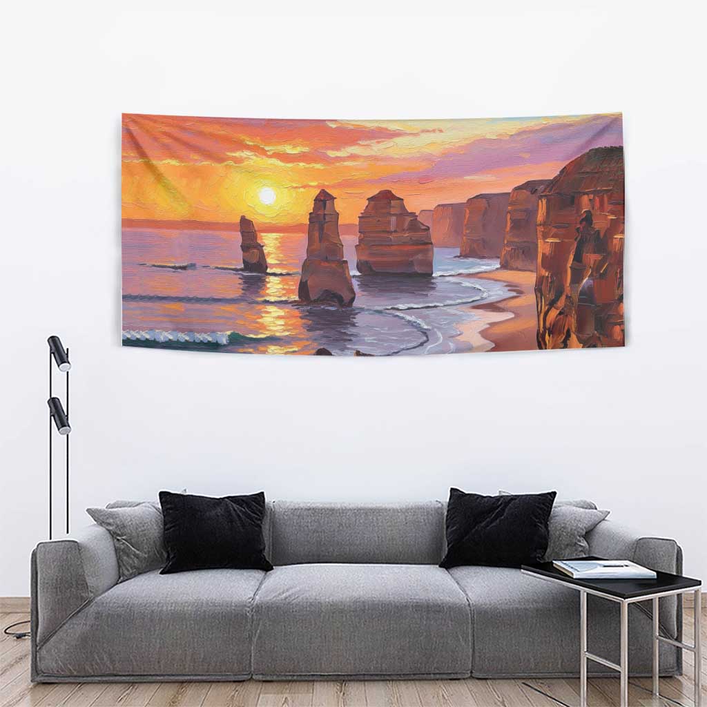 Australia Twelve Apostles Tapestry Sunset Oil Paint Draw - Aussie Hoodie