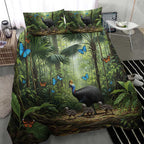 Australia Daintree Rainforest Bedding Set Tropical Rainforest Cassowaries Oil Paint Draw - Aussie Hoodie