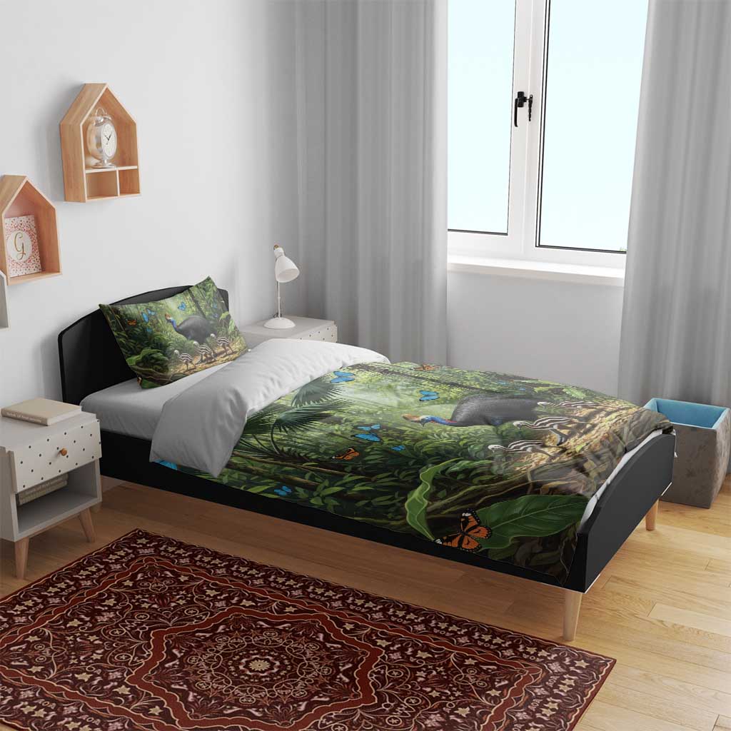 Australia Daintree Rainforest Bedding Set Tropical Rainforest Cassowaries Oil Paint Draw - Aussie Hoodie