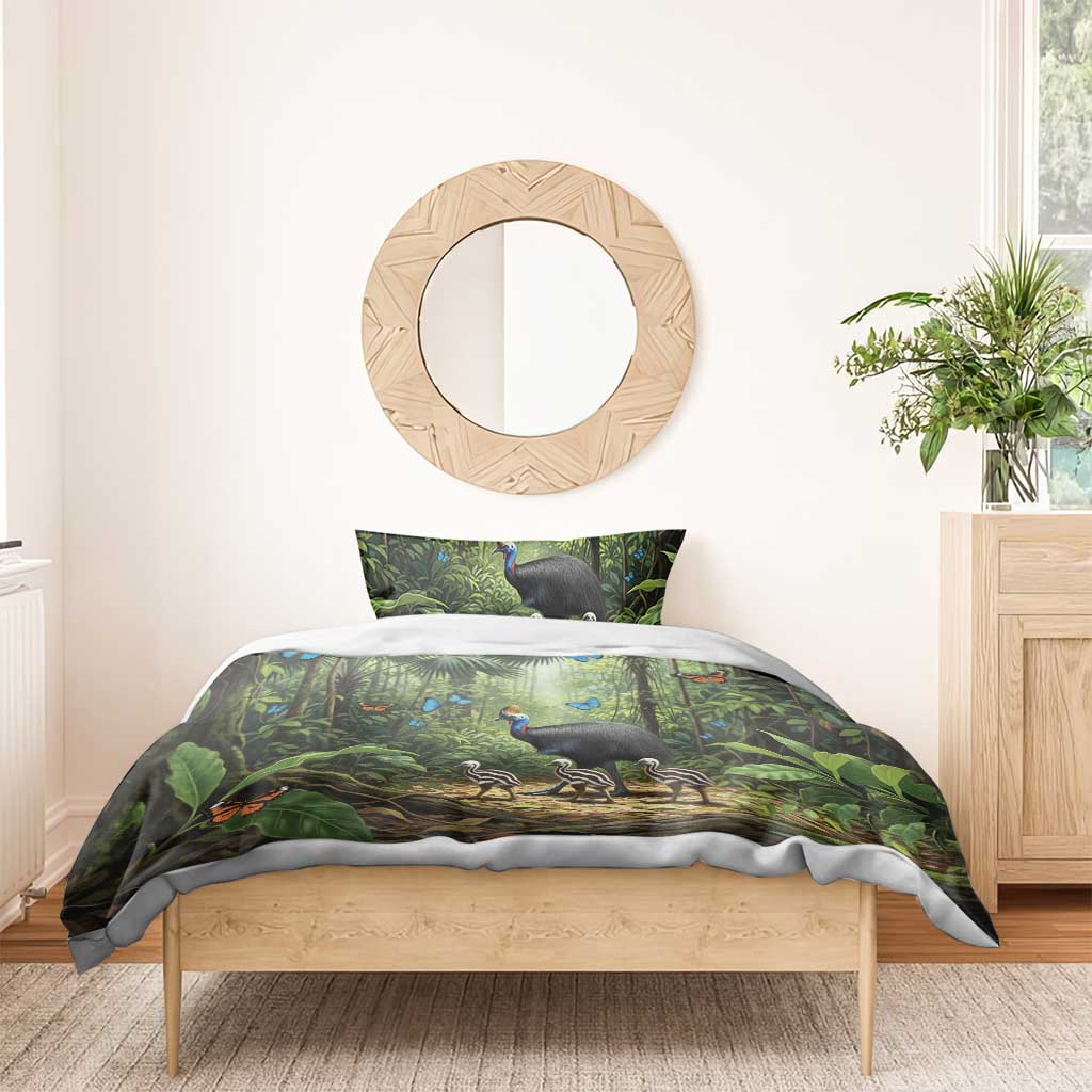 Australia Daintree Rainforest Bedding Set Tropical Rainforest Cassowaries Oil Paint Draw - Aussie Hoodie