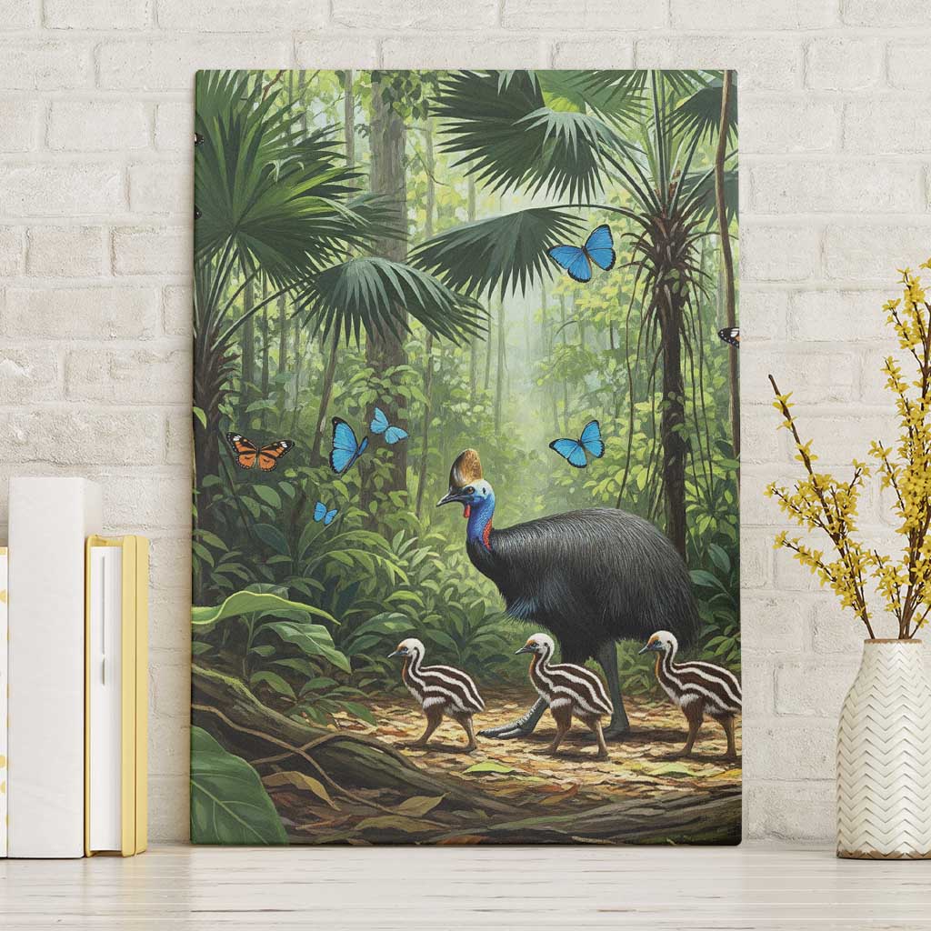 Australia Daintree Rainforest Canvas Wall Art Tropical Rainforest Cassowaries Oil Paint Draw - Aussie Hoodie