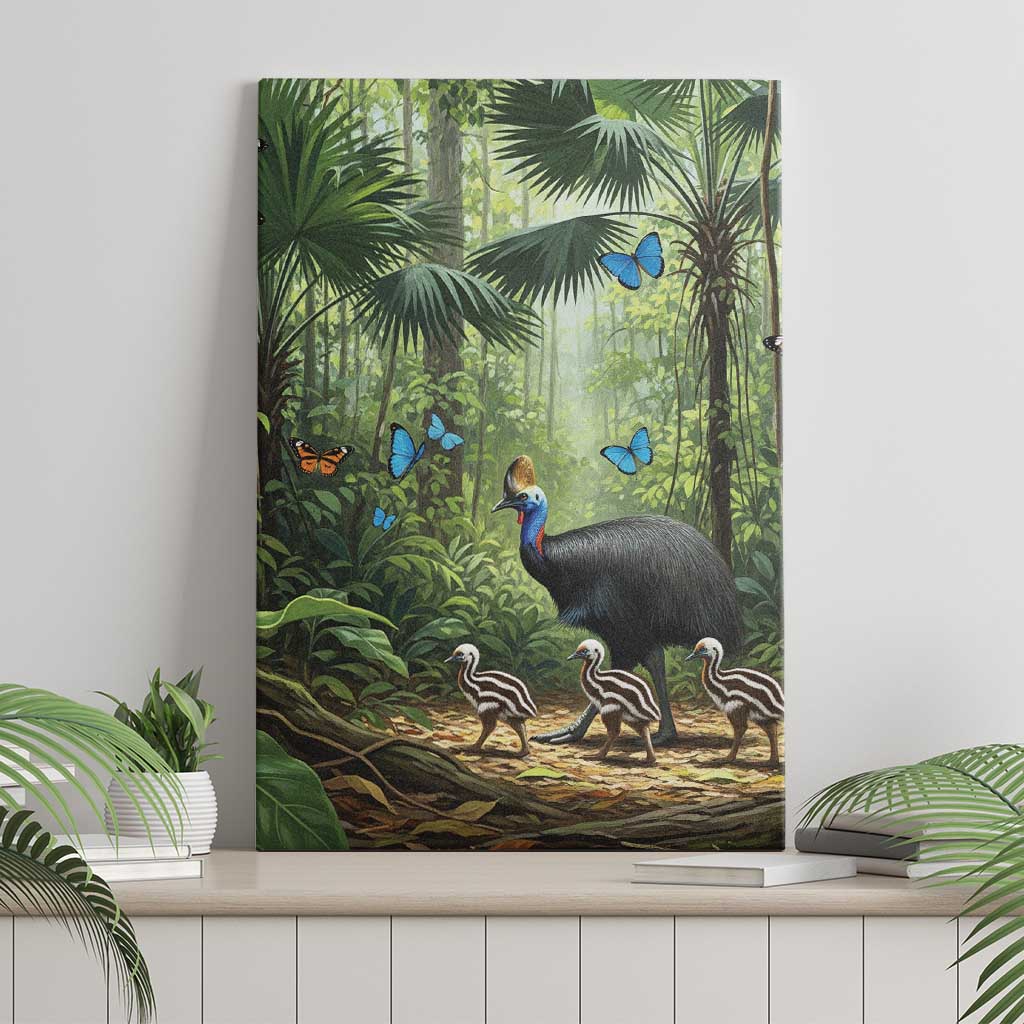 Australia Daintree Rainforest Canvas Wall Art Tropical Rainforest Cassowaries Oil Paint Draw - Aussie Hoodie