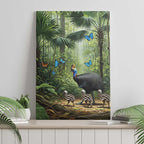 Australia Daintree Rainforest Canvas Wall Art Tropical Rainforest Cassowaries Oil Paint Draw - Aussie Hoodie