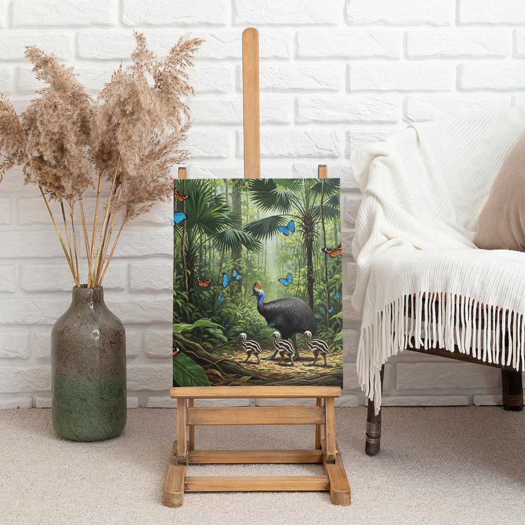 Australia Daintree Rainforest Canvas Wall Art Tropical Rainforest Cassowaries Oil Paint Draw - Aussie Hoodie
