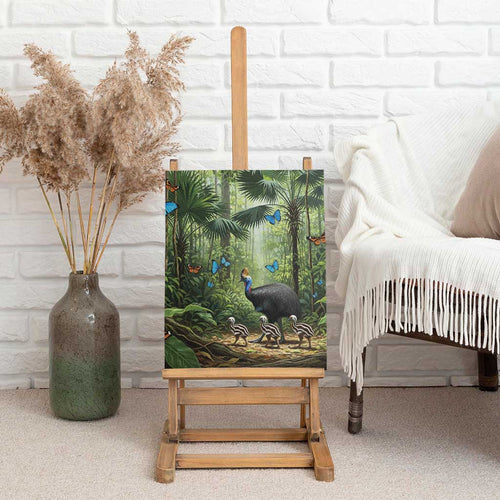 Australia Daintree Rainforest Canvas Wall Art Tropical Rainforest Cassowaries Oil Paint Draw - Aussie Hoodie