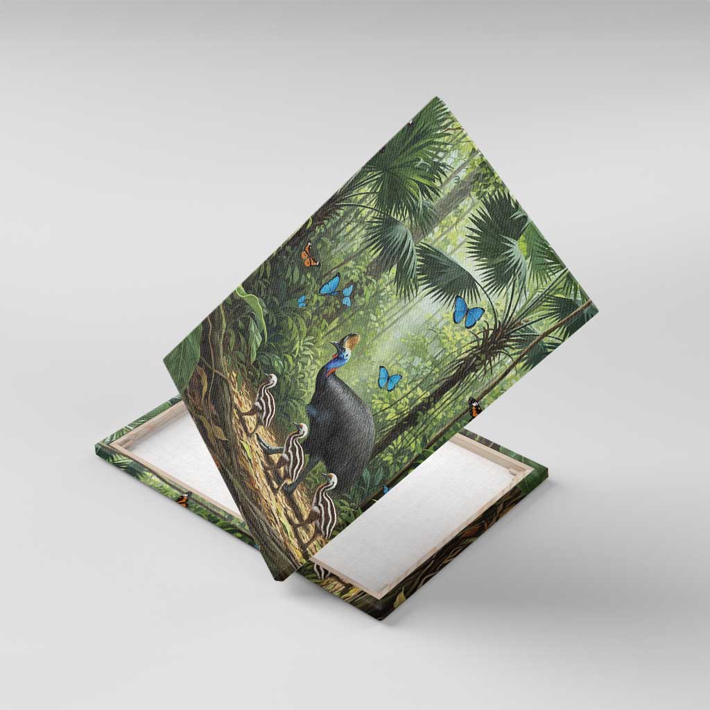 Australia Daintree Rainforest Canvas Wall Art Tropical Rainforest Cassowaries Oil Paint Draw - Aussie Hoodie