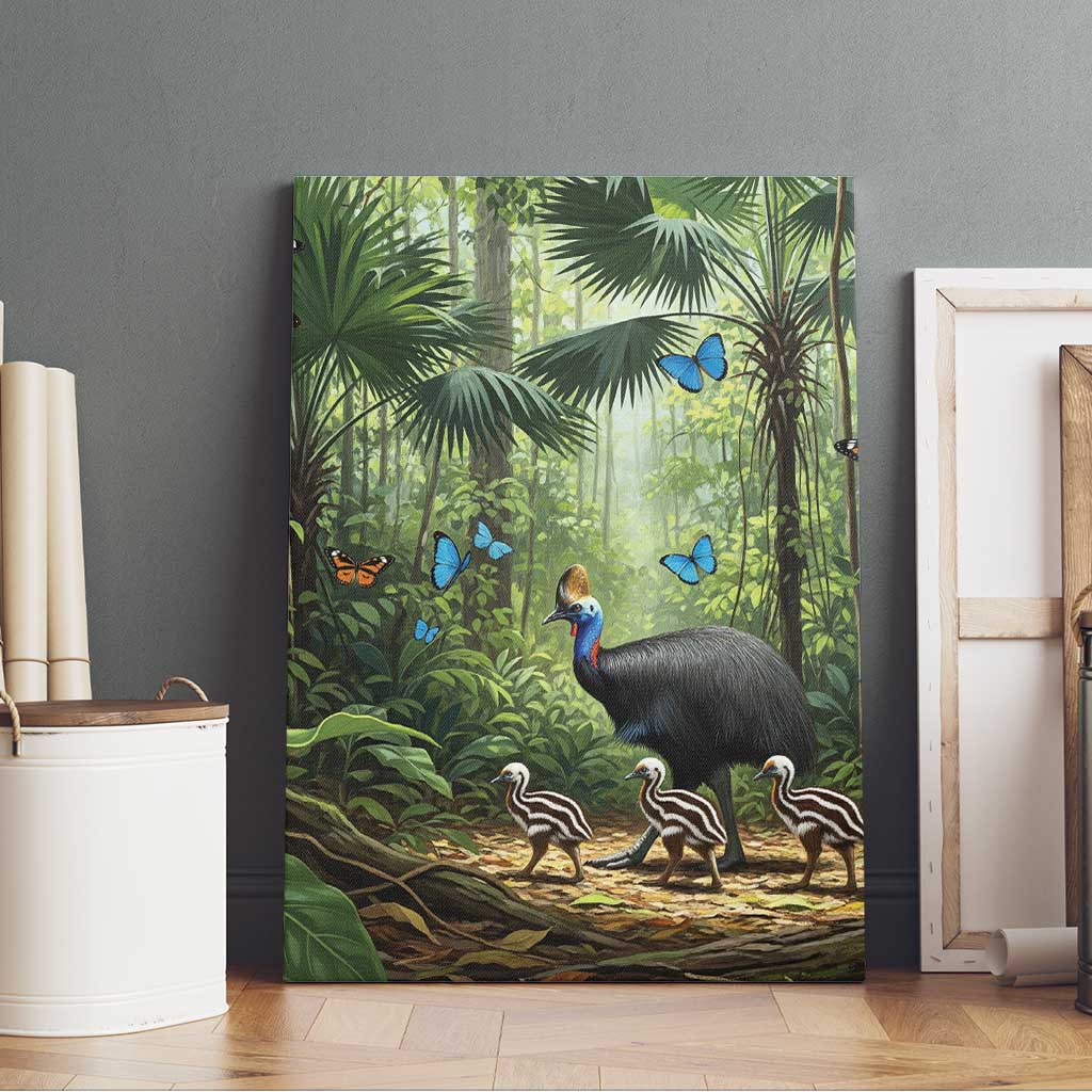 Australia Daintree Rainforest Canvas Wall Art Tropical Rainforest Cassowaries Oil Paint Draw - Aussie Hoodie