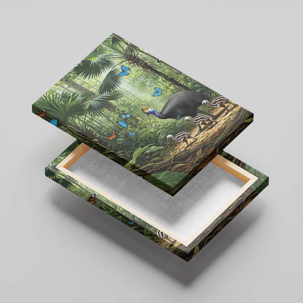 Australia Daintree Rainforest Canvas Wall Art Tropical Rainforest Cassowaries Oil Paint Draw - Aussie Hoodie