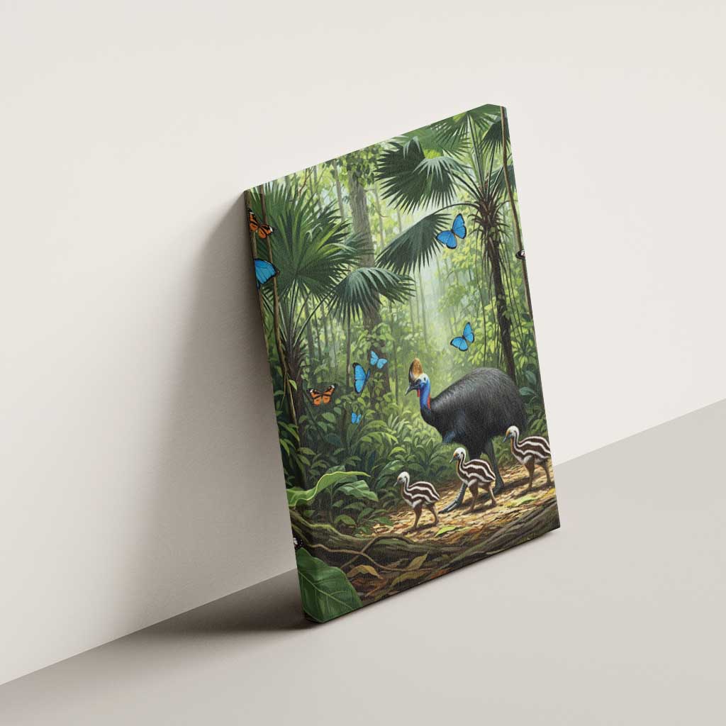 Australia Daintree Rainforest Canvas Wall Art Tropical Rainforest Cassowaries Oil Paint Draw - Aussie Hoodie