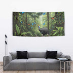 Australia Daintree Rainforest Tapestry Tropical Rainforest Cassowaries Oil Paint Draw - Aussie Hoodie