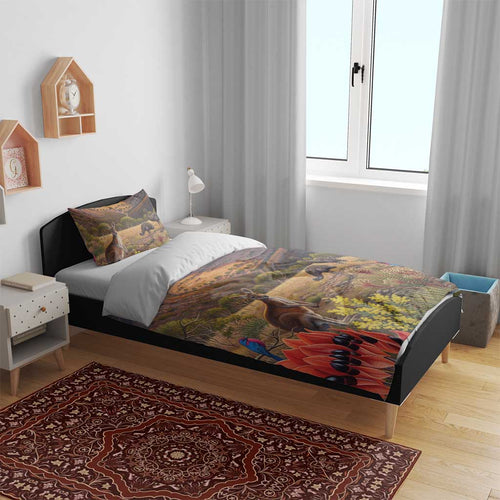 Australia Wilpena Pound Bedding Set Native Animals Flowers Oil Paint Draw - Aussie Hoodie