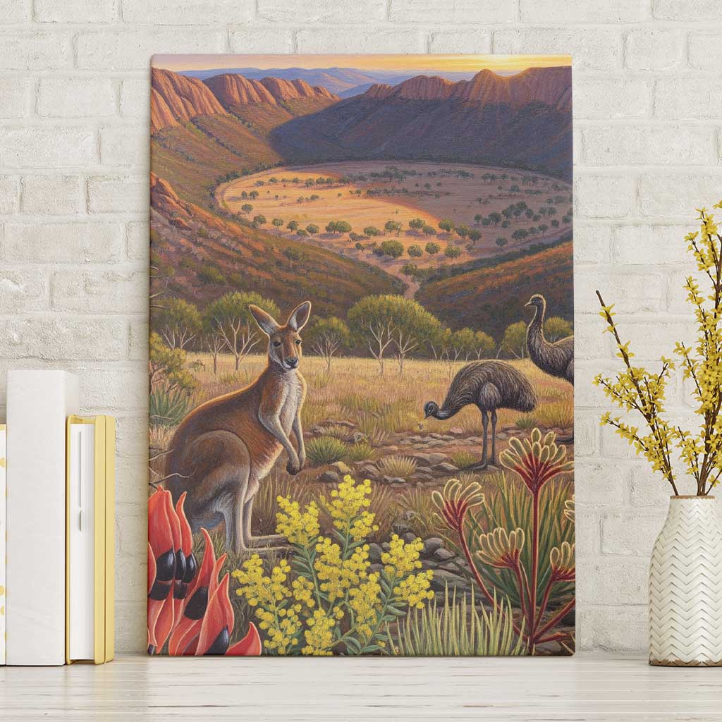 Australia Wilpena Pound Canvas Wall Art Native Animals Flowers Oil Paint Draw - Aussie Hoodie