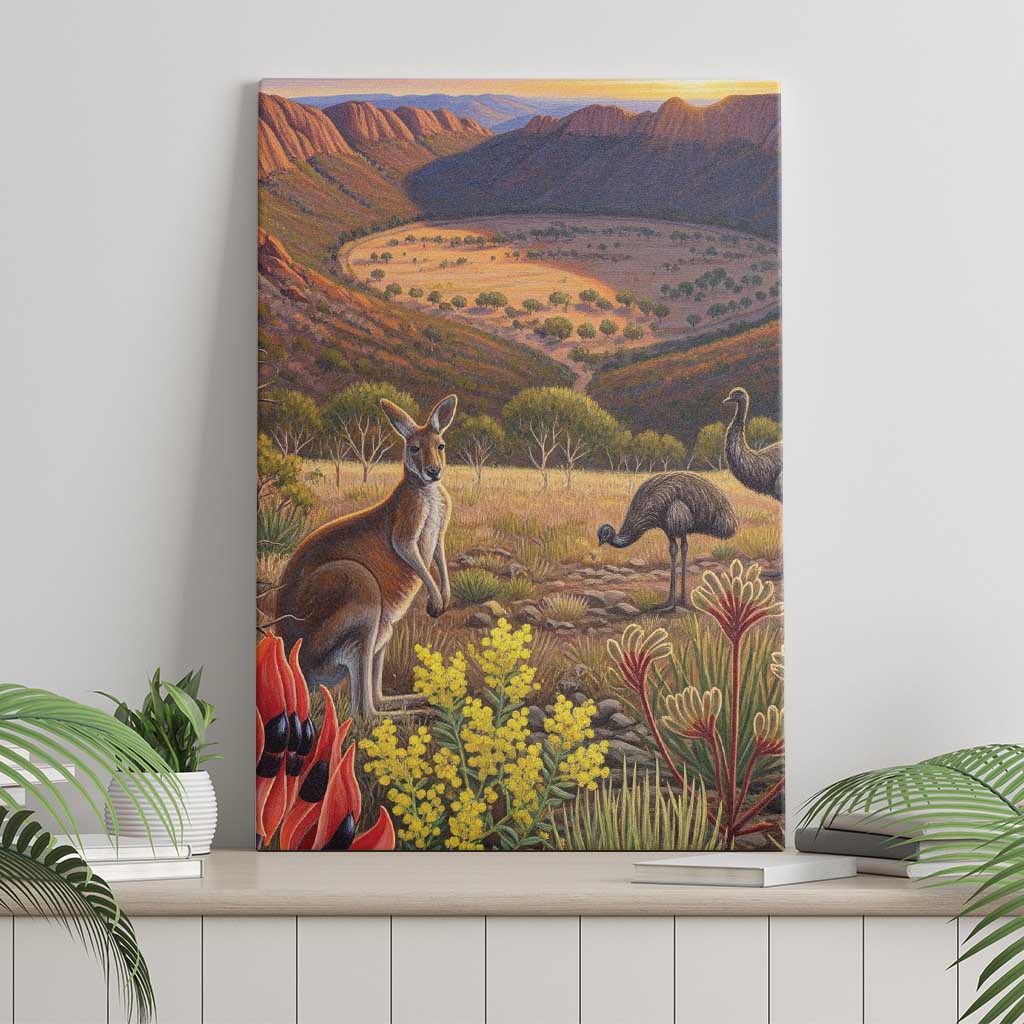 Australia Wilpena Pound Canvas Wall Art Native Animals Flowers Oil Paint Draw - Aussie Hoodie