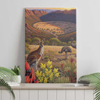 Australia Wilpena Pound Canvas Wall Art Native Animals Flowers Oil Paint Draw - Aussie Hoodie