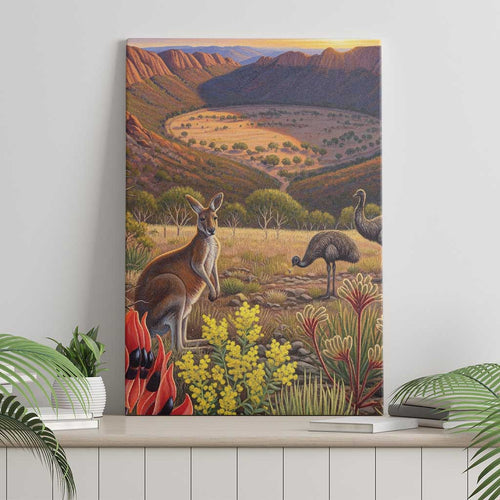 Australia Wilpena Pound Canvas Wall Art Native Animals Flowers Oil Paint Draw - Aussie Hoodie