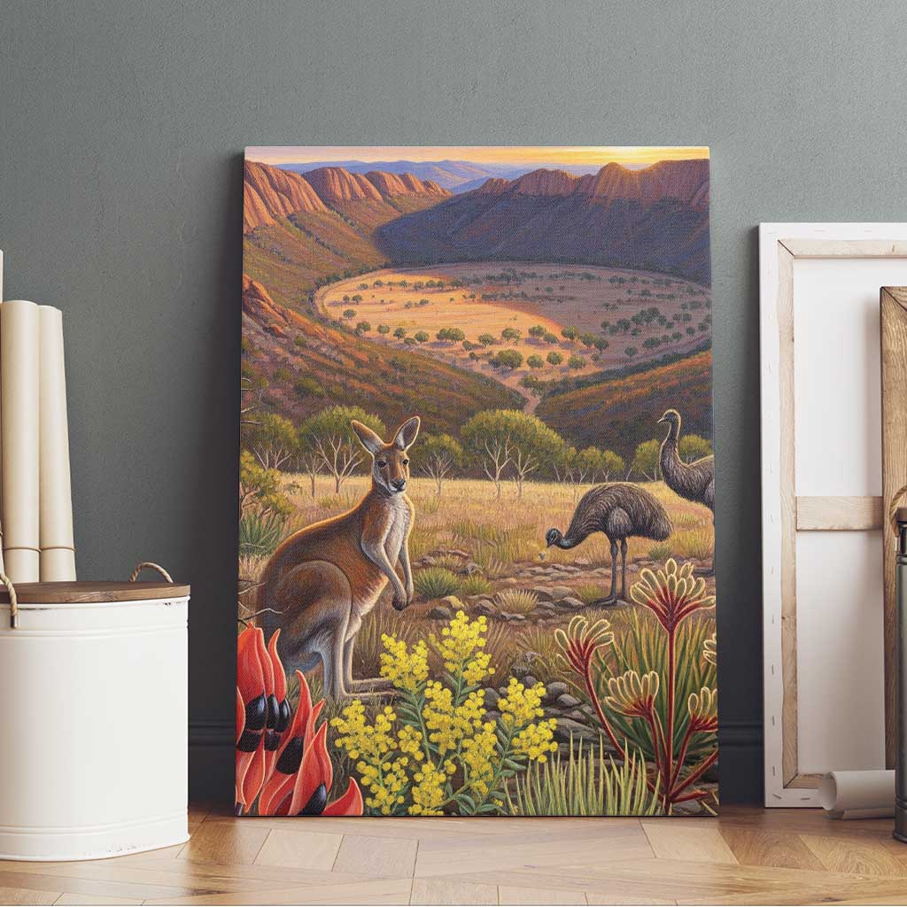 Australia Wilpena Pound Canvas Wall Art Native Animals Flowers Oil Paint Draw - Aussie Hoodie