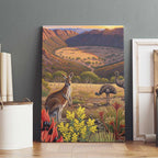 Australia Wilpena Pound Canvas Wall Art Native Animals Flowers Oil Paint Draw - Aussie Hoodie