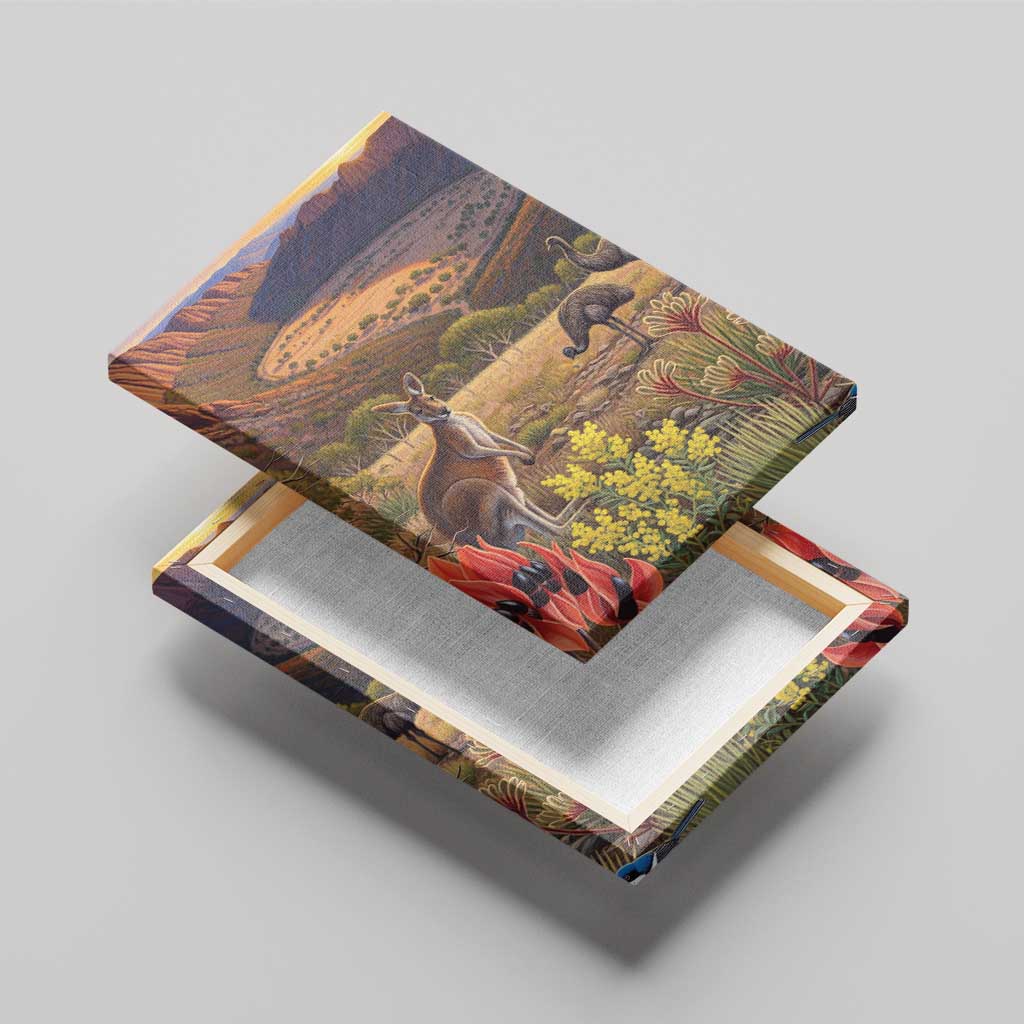 Australia Wilpena Pound Canvas Wall Art Native Animals Flowers Oil Paint Draw - Aussie Hoodie