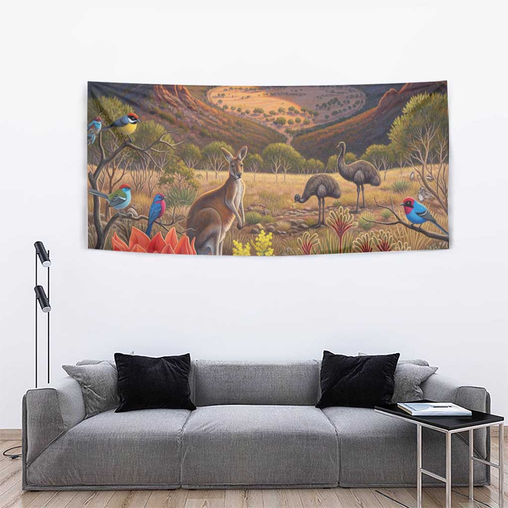 Australia Wilpena Pound Tapestry Native Animals Flowers Oil Paint Draw - Aussie Hoodie