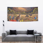 Australia Wilpena Pound Tapestry Native Animals Flowers Oil Paint Draw - Aussie Hoodie