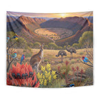 Australia Wilpena Pound Tapestry Native Animals Flowers Oil Paint Draw - Aussie Hoodie