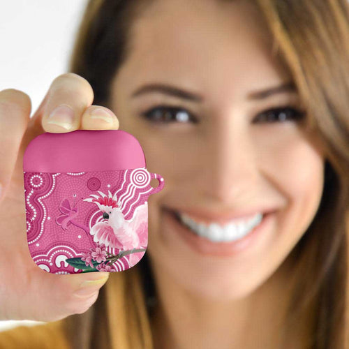 Australia Breast Cancer Awareness AirPods Case Pink Cockatoo Ribbon Aboriginal Art - Aussie Hoodie