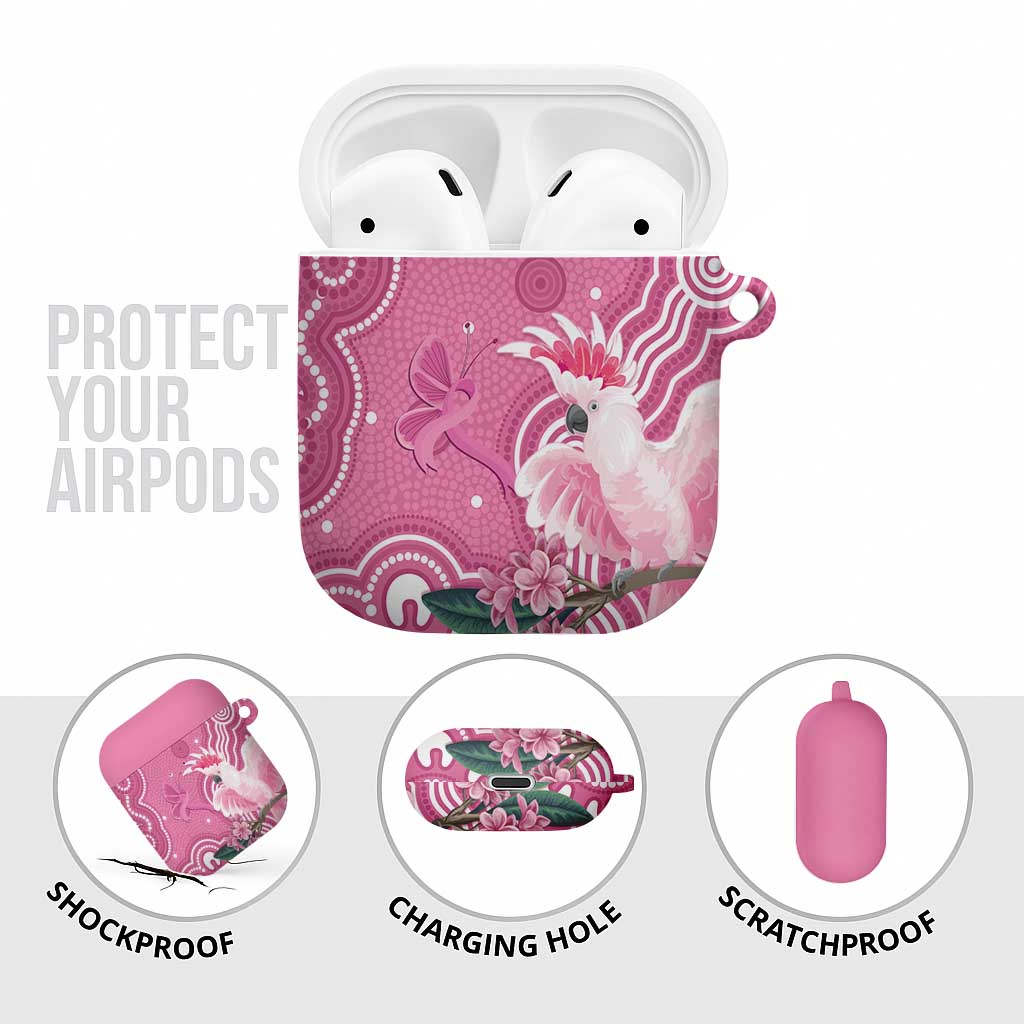 Australia Breast Cancer Awareness AirPods Case Pink Cockatoo Ribbon Aboriginal Art - Aussie Hoodie