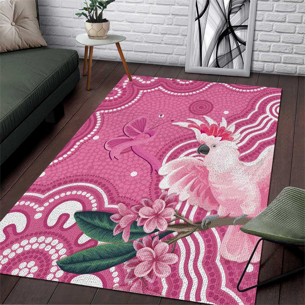 Australia Breast Cancer Awareness Area Rug Pink Cockatoo Ribbon Aboriginal Art - Aussie Hoodie