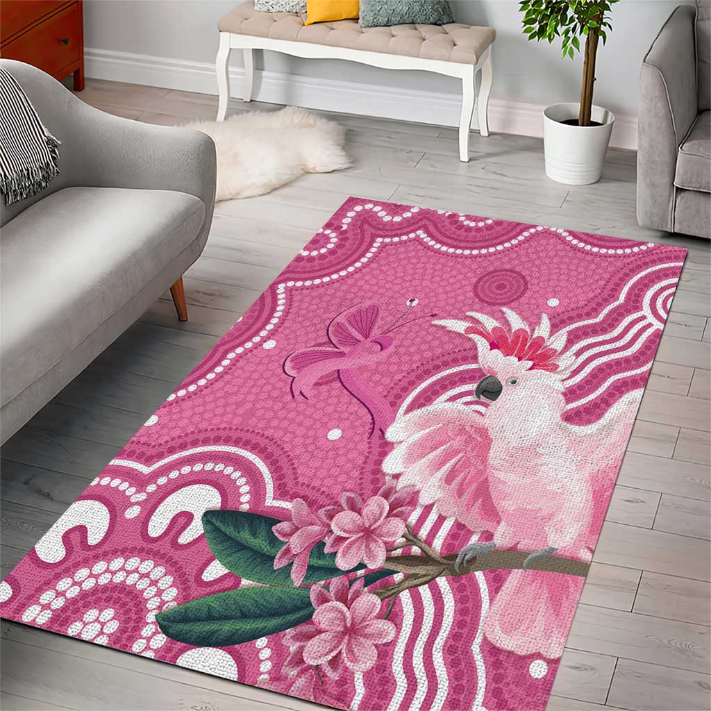 Australia Breast Cancer Awareness Area Rug Pink Cockatoo Ribbon Aboriginal Art - Aussie Hoodie